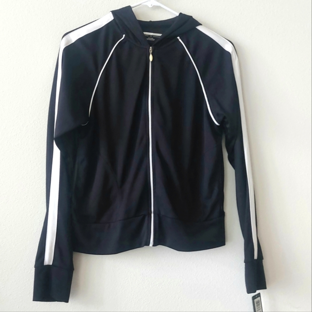NWT Jockey Black & White Hooded Zipup Jacket - Picture 1 of 5